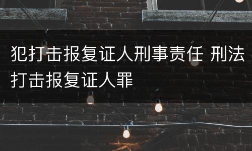 犯打击报复证人刑事责任 刑法打击报复证人罪