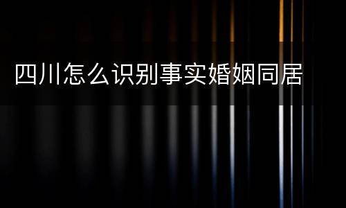四川怎么识别事实婚姻同居