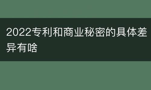 2022专利和商业秘密的具体差异有啥