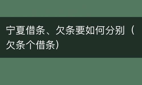 宁夏借条、欠条要如何分别（欠条个借条）