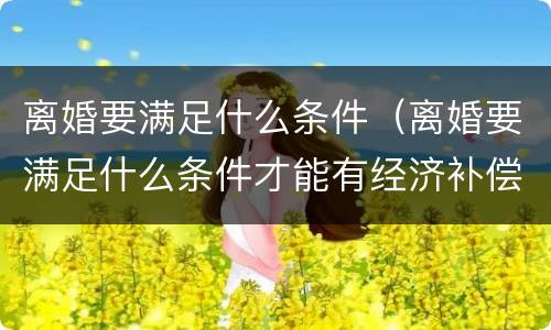 离婚要满足什么条件（离婚要满足什么条件才能有经济补偿）