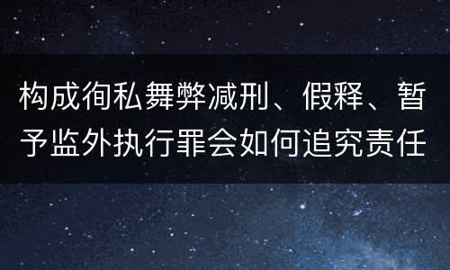构成徇私舞弊减刑、假释、暂予监外执行罪会如何追究责任