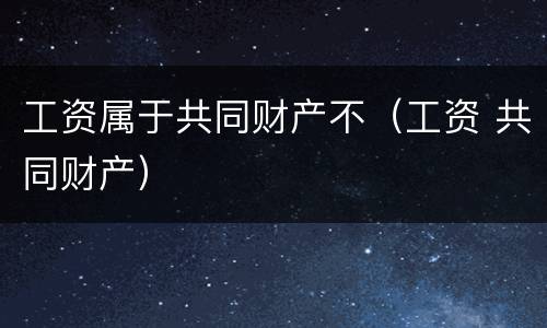 工资属于共同财产不（工资 共同财产）