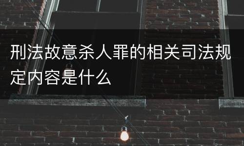 刑法故意杀人罪的相关司法规定内容是什么