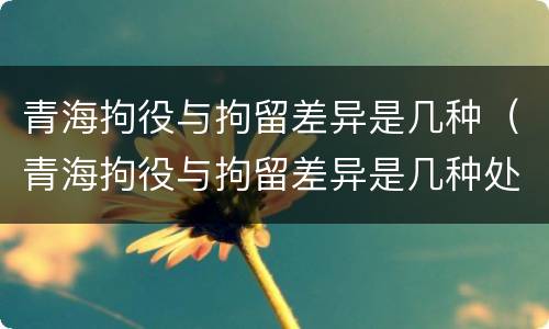 青海拘役与拘留差异是几种（青海拘役与拘留差异是几种处罚）