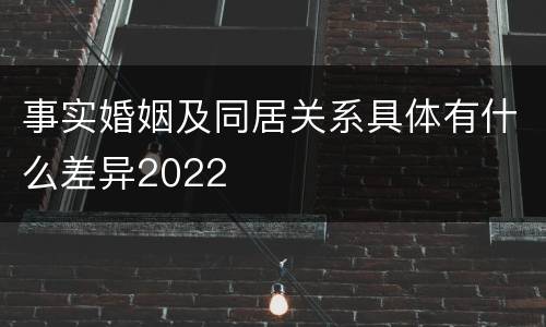 事实婚姻及同居关系具体有什么差异2022
