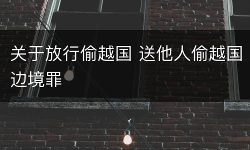 关于放行偷越国 送他人偷越国边境罪