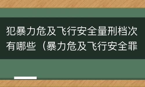 犯暴力危及飞行安全量刑档次有哪些（暴力危及飞行安全罪是危险犯吗）