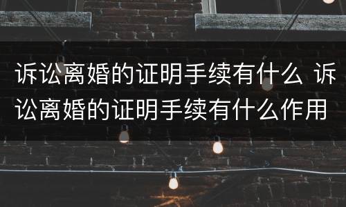 诉讼离婚的证明手续有什么 诉讼离婚的证明手续有什么作用