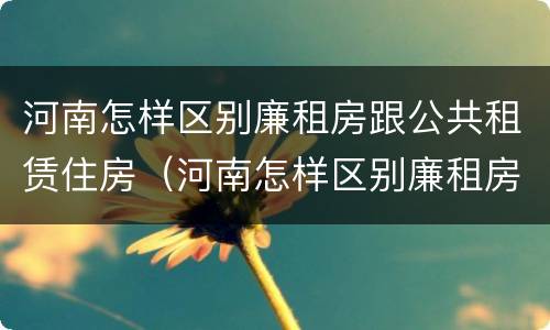 河南怎样区别廉租房跟公共租赁住房（河南怎样区别廉租房跟公共租赁住房呢）