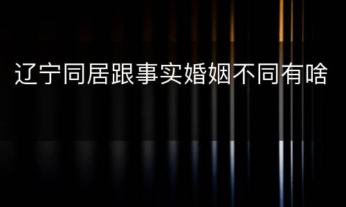 辽宁同居跟事实婚姻不同有啥