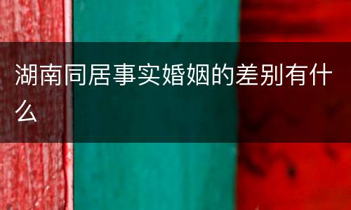 湖南同居事实婚姻的差别有什么