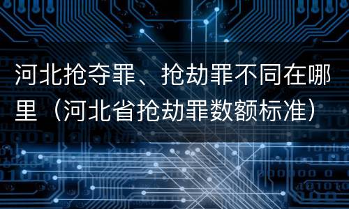 河北抢夺罪、抢劫罪不同在哪里（河北省抢劫罪数额标准）