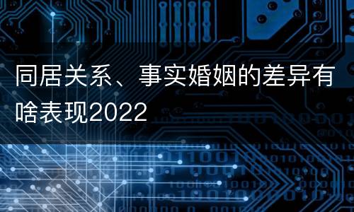 同居关系、事实婚姻的差异有啥表现2022