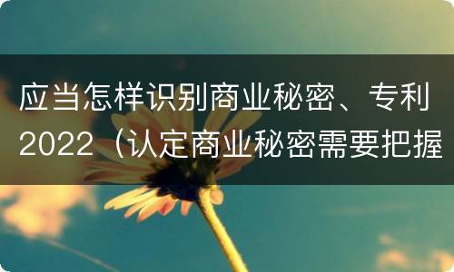 应当怎样识别商业秘密、专利2022（认定商业秘密需要把握哪些要件）