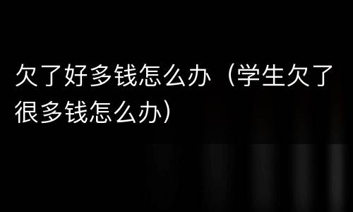 欠了好多钱怎么办（学生欠了很多钱怎么办）