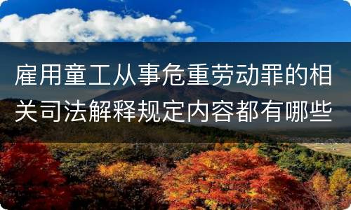 雇用童工从事危重劳动罪的相关司法解释规定内容都有哪些