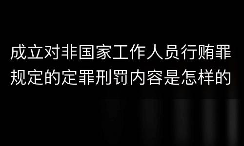 成立对非国家工作人员行贿罪规定的定罪刑罚内容是怎样的