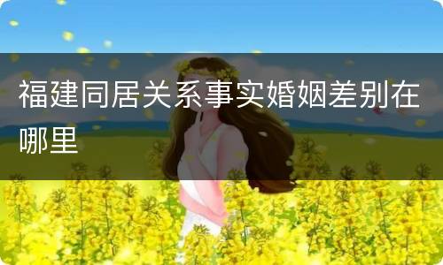 福建同居关系事实婚姻差别在哪里