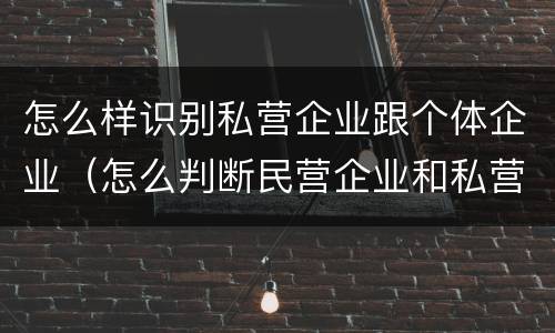 怎么样识别私营企业跟个体企业（怎么判断民营企业和私营企业）