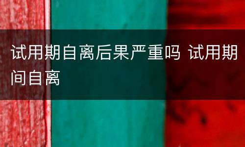 试用期自离后果严重吗 试用期间自离