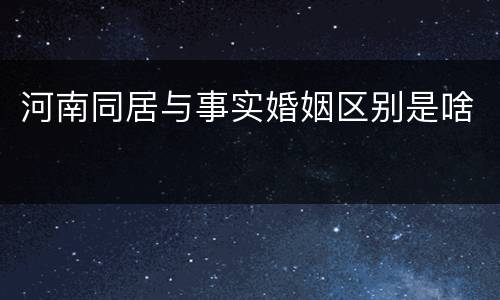 河南同居与事实婚姻区别是啥
