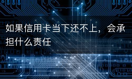 如果信用卡当下还不上，会承担什么责任