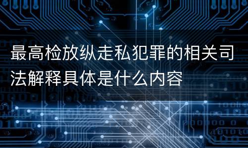 最高检放纵走私犯罪的相关司法解释具体是什么内容