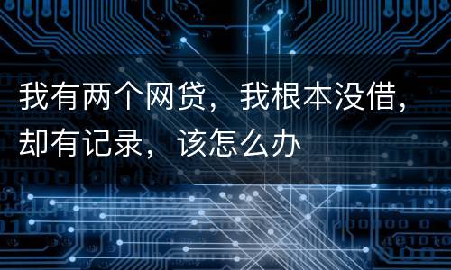 我有两个网贷，我根本没借，却有记录，该怎么办