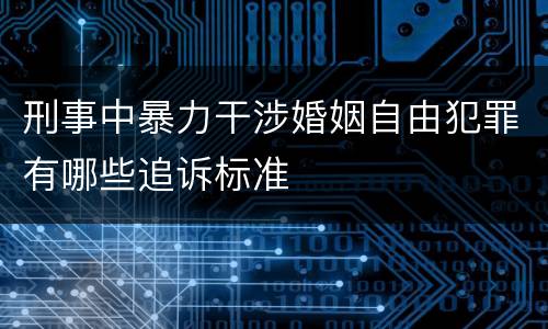刑事中暴力干涉婚姻自由犯罪有哪些追诉标准