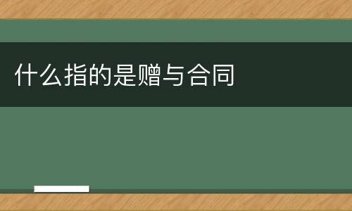 什么指的是赠与合同