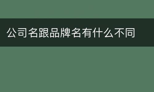 公司名跟品牌名有什么不同