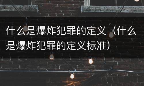 什么是爆炸犯罪的定义（什么是爆炸犯罪的定义标准）