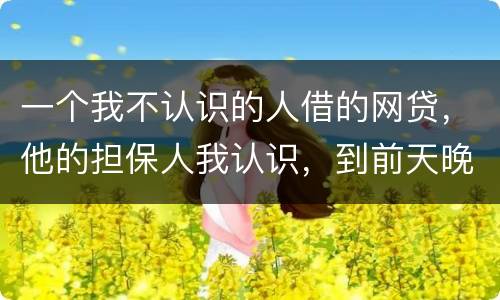 一个我不认识的人借的网贷，他的担保人我认识，到前天晚上讨债公司打到我这里来变成了