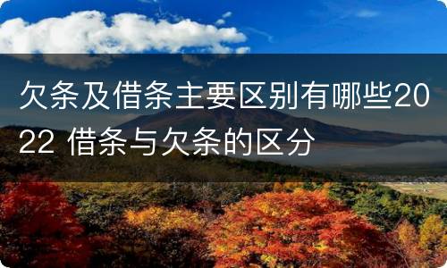 欠条及借条主要区别有哪些2022 借条与欠条的区分