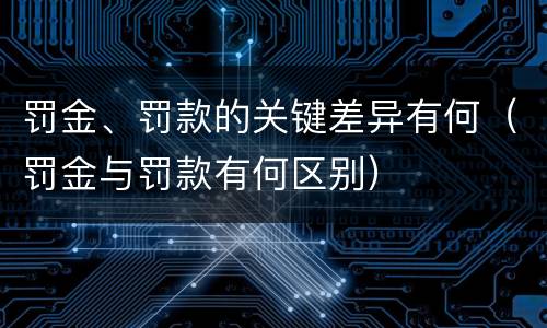 罚金、罚款的关键差异有何（罚金与罚款有何区别）