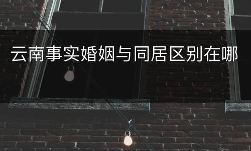云南事实婚姻与同居区别在哪