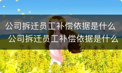 公司拆迁员工补偿依据是什么 公司拆迁员工补偿依据是什么法律