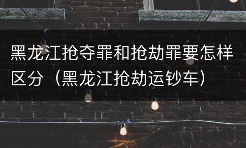黑龙江抢夺罪和抢劫罪要怎样区分（黑龙江抢劫运钞车）