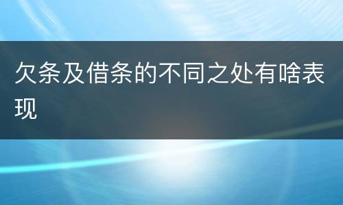 欠条及借条的不同之处有啥表现