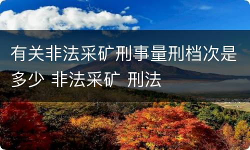 有关非法采矿刑事量刑档次是多少 非法采矿 刑法