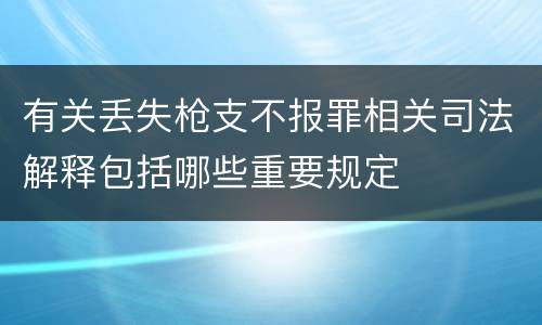 有关丢失枪支不报罪相关司法解释包括哪些重要规定