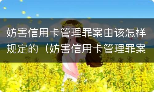 妨害信用卡管理罪案由该怎样规定的（妨害信用卡管理罪案由该怎样规定的呢）