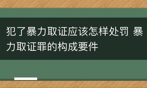 犯了暴力取证应该怎样处罚 暴力取证罪的构成要件