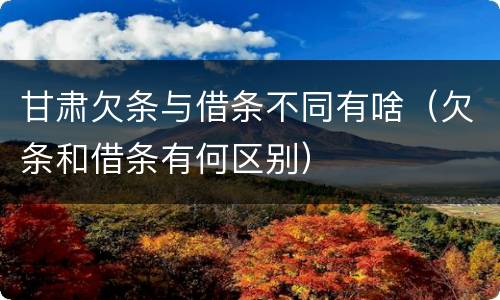 甘肃欠条与借条不同有啥（欠条和借条有何区别）