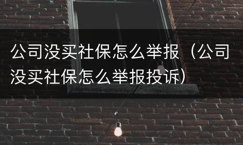 公司没买社保怎么举报（公司没买社保怎么举报投诉）