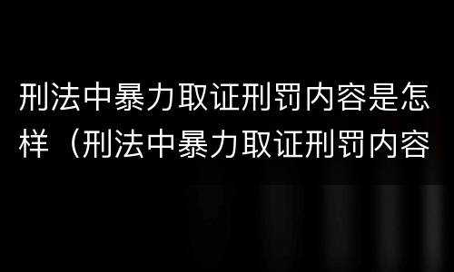 刑法中暴力取证刑罚内容是怎样（刑法中暴力取证刑罚内容是怎样写的）