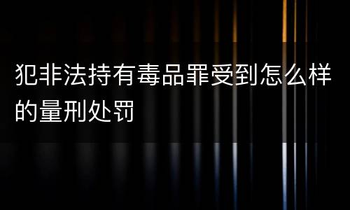犯非法持有毒品罪受到怎么样的量刑处罚