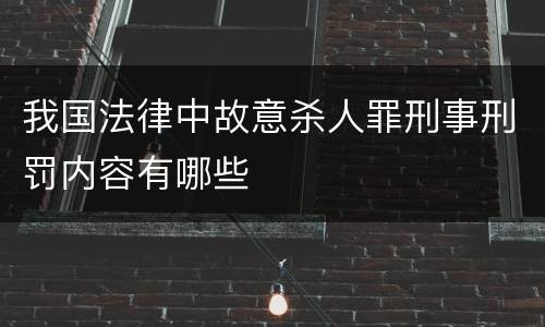 我国法律中故意杀人罪刑事刑罚内容有哪些