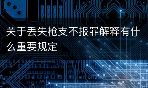 关于丢失枪支不报罪解释有什么重要规定